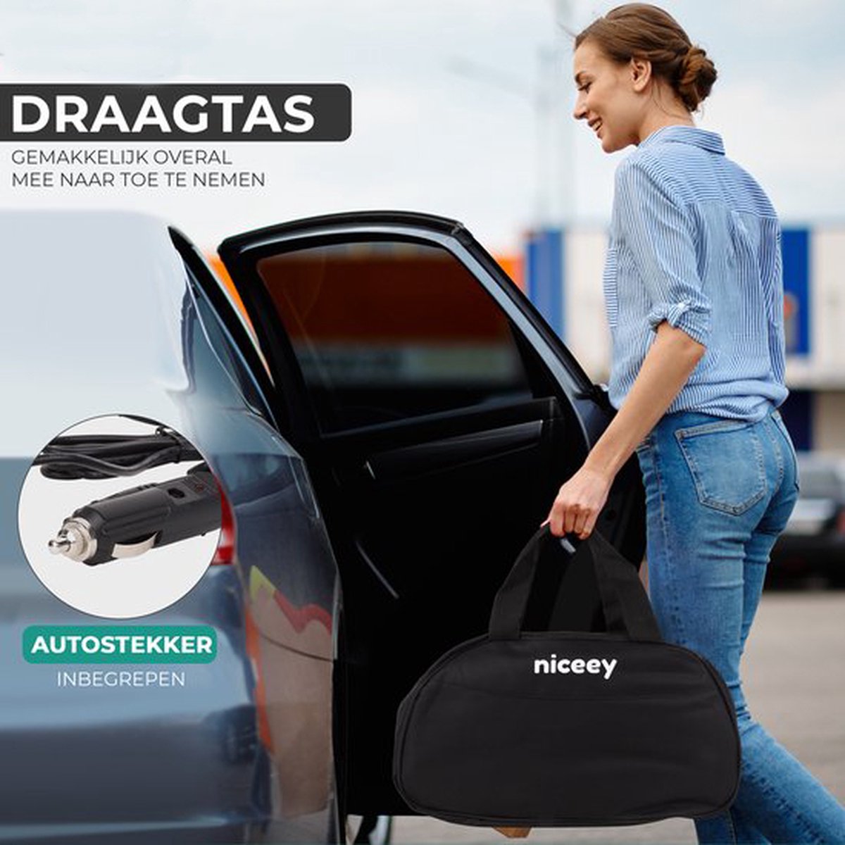 Afbeelding 3 van Niceey Shiatsu Massagekussen - Massage apparaat - Nekmassage apparaat - Verwarmd Nek en Rug massageapparaat - Infrarood - Met Draagtas - Zwart