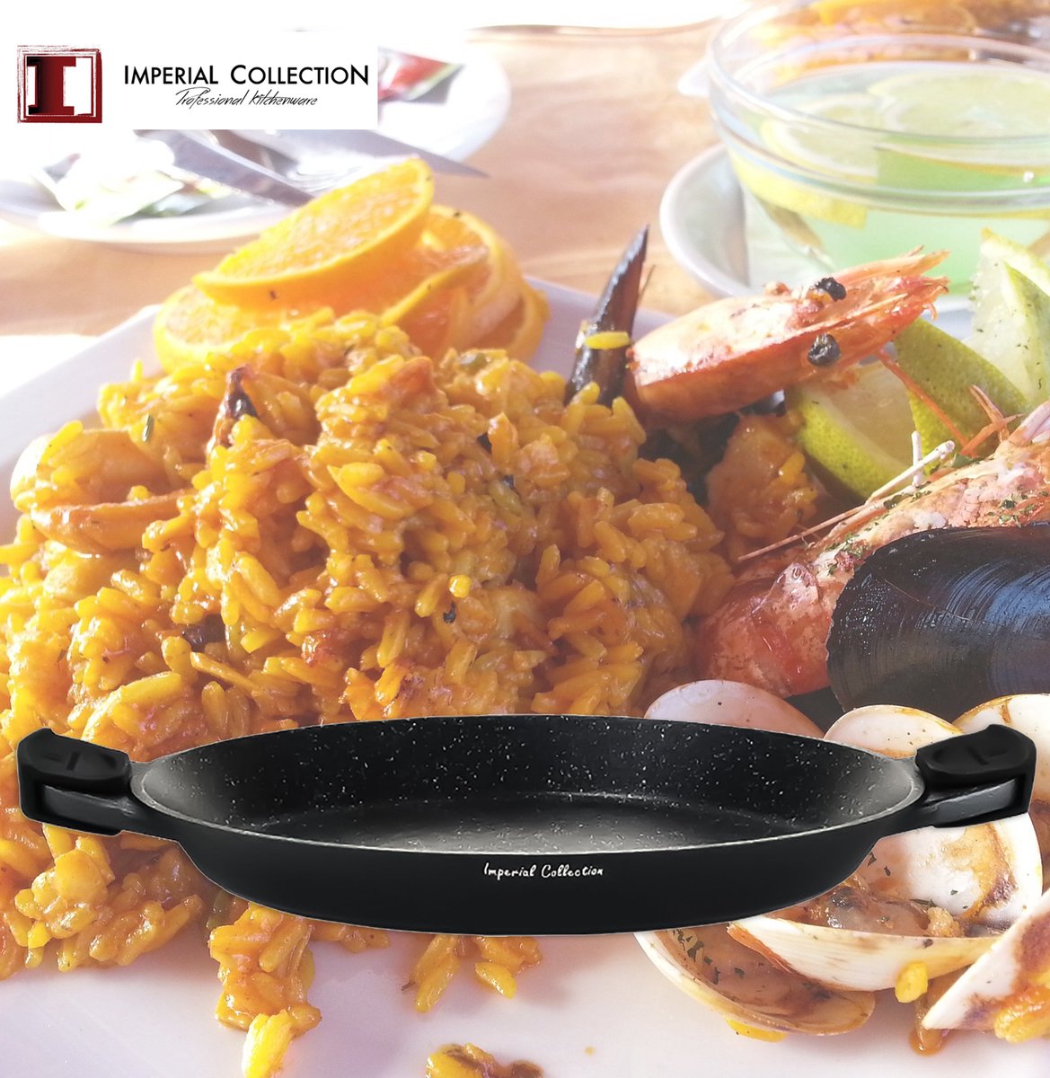 Imperial Collection Paellapan van 40 cm met siliconen handgrepen - IM-PL40M