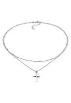 Elli Dames Halsketting Dames Choker Kruis Hanger Laagje in 925 sterling zilver