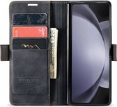 CaseMe 013 Hoesje Geschikt voor Samsung Galaxy Z Fold 5 - Book Case met Standaard - Portemonnee Beschermhoes - Pasjeshouder voor Twee Pasjes - Zwart