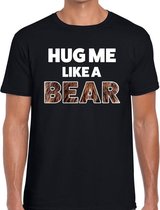 Hug me like a bear tekst t-shirt zwart voor heren XXL