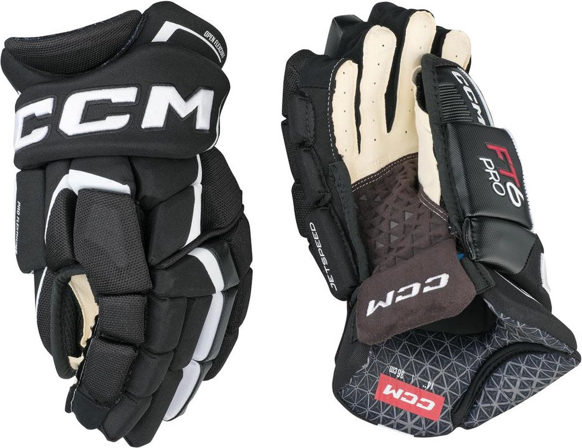 CCM - Jetspeed FT6 Pro - IJshockeyhandschoenen - Kinderen - Zwart - Wit - 12