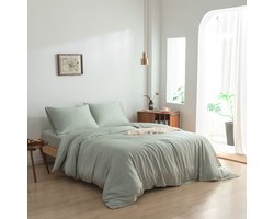 Bamboe dekbedovertrek Sage Green lichtgroen 140x220 cm – zacht, ademend & duurzaam | Boomba Bamboo®
