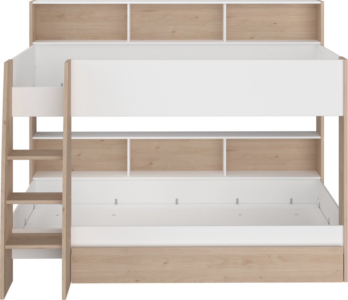 Parisot Stapelbed Shelter - Wit Eik - met bedlade en 2 Koudschuimmatrassen