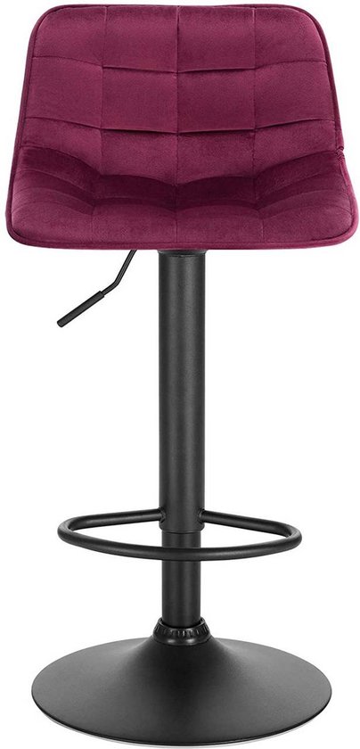 Tabourets de bar Jerino - Avec dossier - Rouge - Set de 2 - Cuisine - Chaises de bar ergonomiques - Réglable en hauteur - Hauteur d'assise 60-82cm