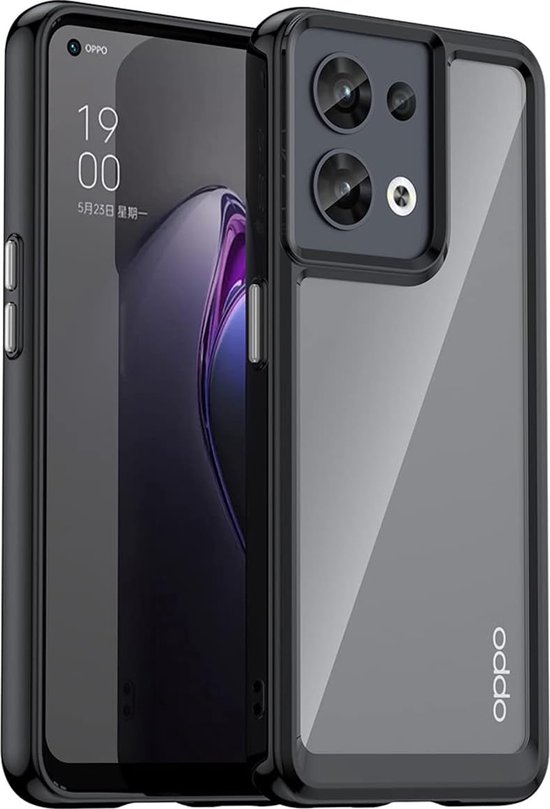 Cover Per Oppo Reno 8 5G Con Supporto, Custodia Antiurto TPU + PC, Protezione Militare, Supporto Magnetico E Anello Pieghevole, Nero