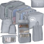 Tamarow Packing Cubes Set 10 Delig - Bagage Organizers - Travel Backpack Organizer - Kleding Organizer - Grijs