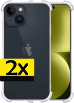 Hoesje Geschikt voor iPhone 15 Hoesje Shockproof Case Siliconen - Hoes Geschikt voor iPhone 15 Hoes Cover Siliconen - Transparant - 2 Stuks