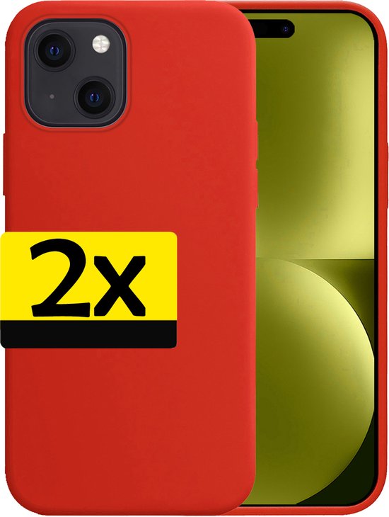 Hoesje Geschikt voor iPhone 15 Hoesje Siliconen Case - Hoes Geschikt voor iPhone 15 Hoes Siliconen - Rood - 2 Stuks