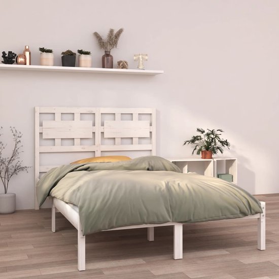 The Living Store Bedframe - Hout - 205.5 x 145.5 x 100 cm - Wit - Grenenhout