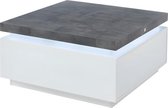 Salontafel HALO II - 2 lades - Gelakt MDF - Met LED-verlichting - Wit en beton L 90 cm x H 45 cm x D 90 cm