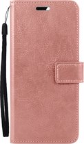 Hoesje Geschikt voor iPhone 15 Plus Hoes Bookcase Flipcase Book Cover - Hoes Geschikt voor iPhone 15 Plus Hoesje Book Case - Rosé goud