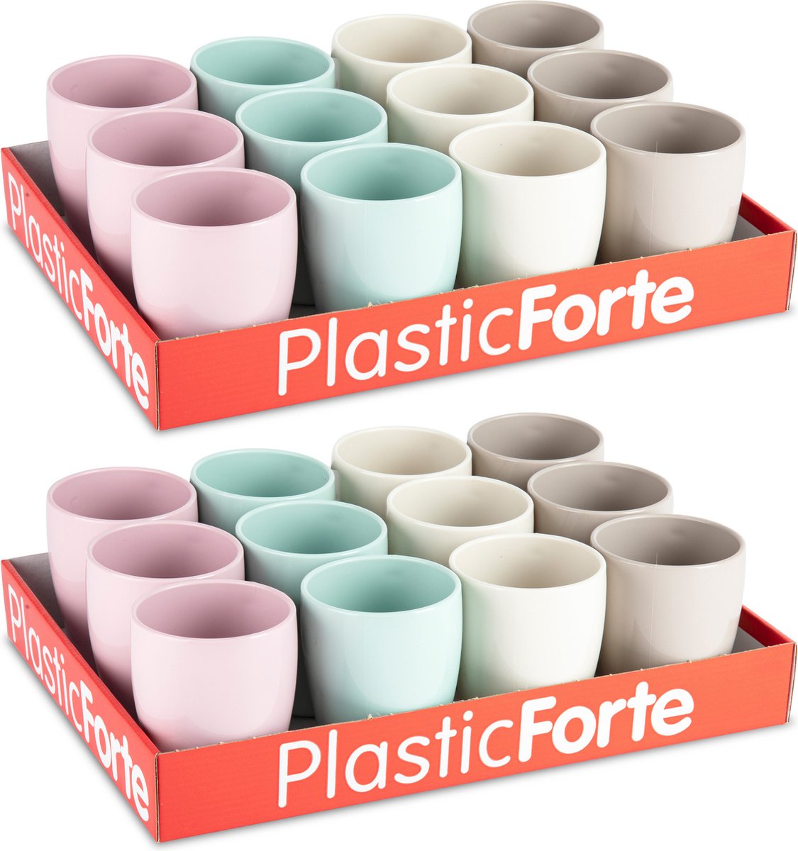 Goedkoopste Plasticforte Bekers - 24x stuks - kunststof - gekleurd - 300 ml - onbreekbare mokken