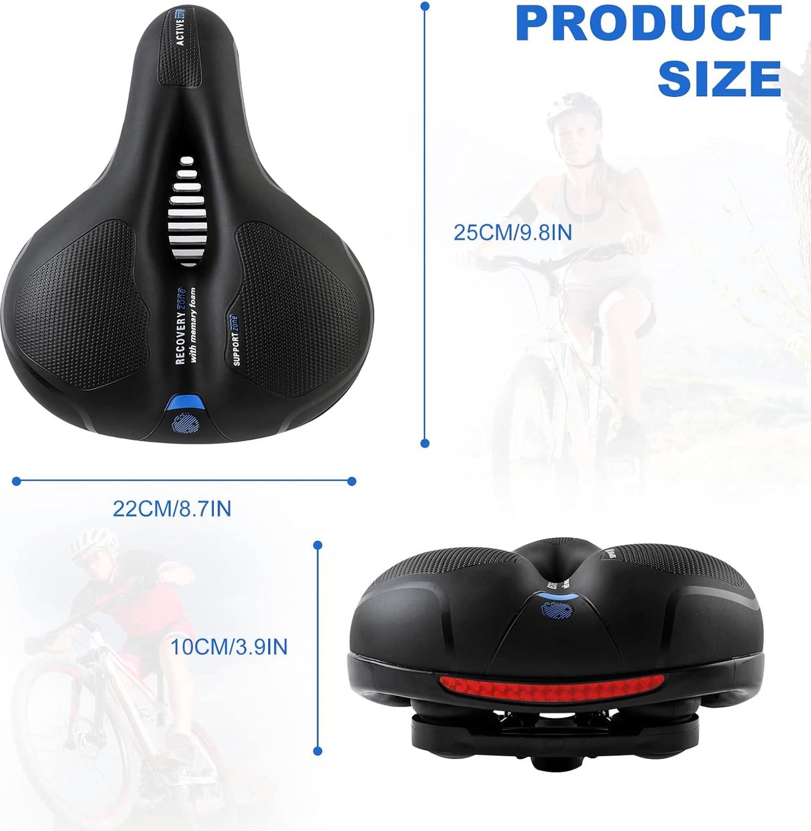 Selle de vélo confortable et ergonomique hommes femmes, selle velo large ultra  confort avec bande réfléchissante, siège de vélo p - Cdiscount Sport