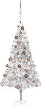 The Living Store Kunstkerstboom Silver 180 cm - LED-verlichting - Inclusief piek en kerstballen