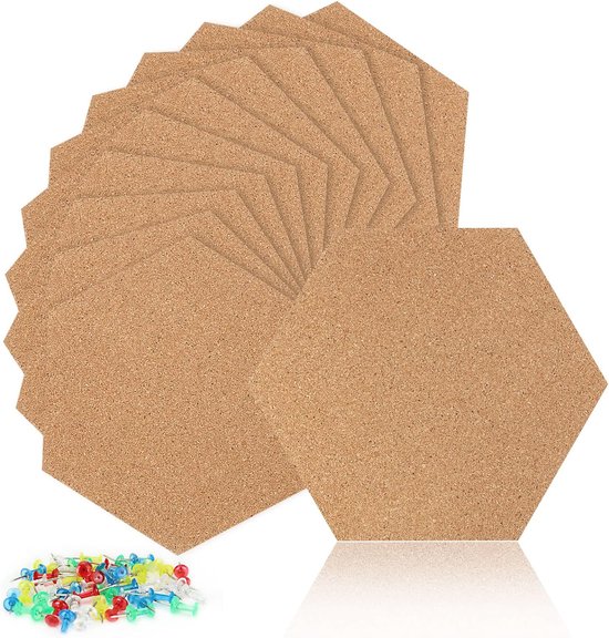12 stuks prikbord kurk zeshoekig DIY prikbord om te plakken ...