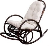 Schommelstoel MCW-C40, rotan fauteuil, bruin ~ wit kussen