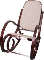 Schommelstoel M41, draaifauteuil TV-fauteuil, massief hout ~ walnoot look, stof/textiel beige