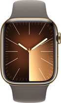 Apple Watch Series 9 - GPS + Cellular - 45 mm - Boîtier en acier inoxydable Gold avec bracelet Sport Clay - M/L
