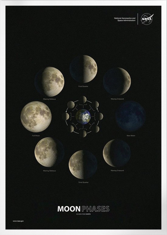 Phases Of The Moon From Earth | Space, Astronomie & Ruimtevaart Poster |
