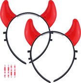 Cornes de diable d'Halloween - 2x - brillent dans le noir - diadème - rouge - plastique