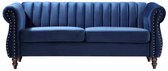 Bol.com Vente-unique Driezitsbank chesterfield in koningsblauw fluweel TRUMBO aanbieding