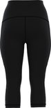 Zwarte driekwart sportlegging met een horizontale mesh-strook aan de onderkant van de zijkant.