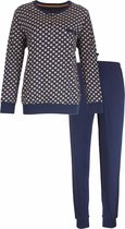 Medaillon Dames Pyjama - 100% Katoen - Blauw met Bloemetjes- Maat 3XL