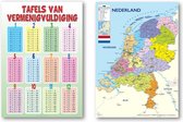 Nederland kaart en Tafels van vermenigvuldiging poster - Set van twee posters - Educatief - Formaat 50 x 70 cm