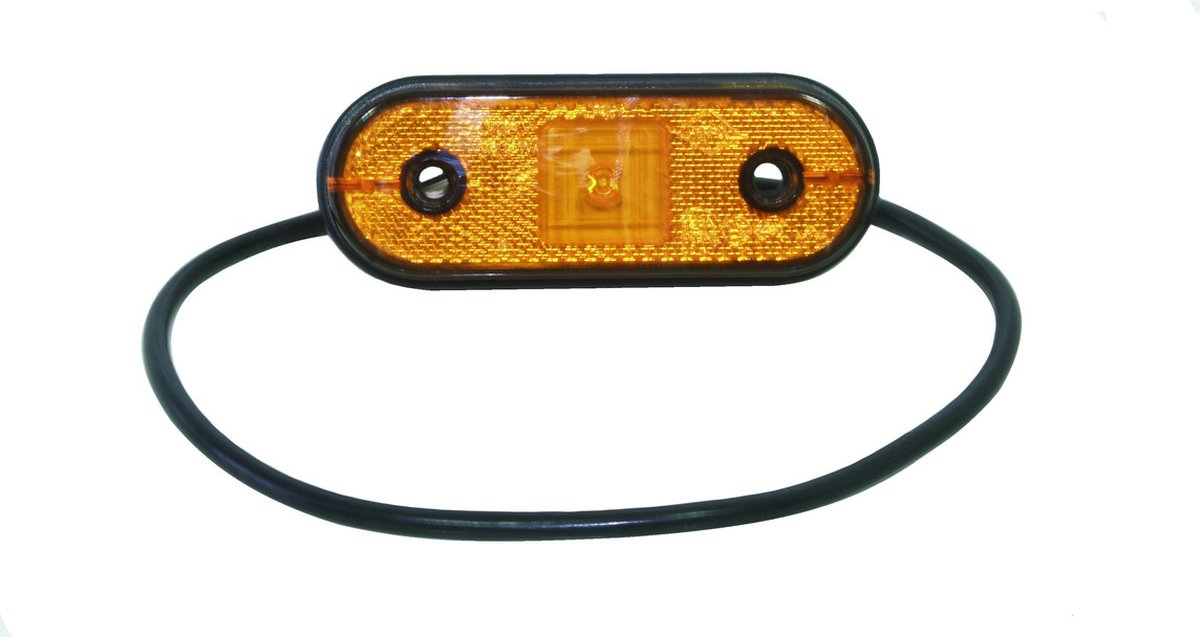 Zijmarkeringslamp, Contourlamp ovaal model, 17mm hoog, langwerpig oranje, 12 tot 24 Volt, Led , Horpol