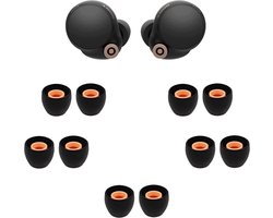 Oordopjes geschikt voor Sony WF-1000XM4 - Sony vervanging eartips - 5 paar oordopjes geschikt voor Sony WF-1000XM5 Zwart / Small