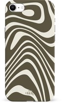 xoxo Wildhearts Boogie Wonderland Green - Single Layer - Hard case geschikt voor iPhone SE 2022 / 2020 hoesje - Golven print hoesje groen - Beschermhoes shockproof case geschikt voor iPhone 7/8 / SE 2022/2020 hoesje - Hoesje met golven print groen