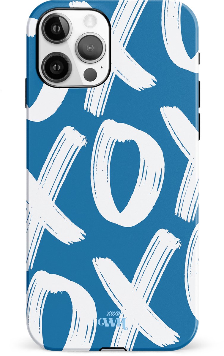 xoxo Wildhearts Can't Talk Now Blue - Double Layer hoesje - Blauw hoesje geschikt voor iPhone 11 Pro - Beschermhoesje case geschikt voor iPhone 11 Pro hoesje blauw - Tekst blauw - wit