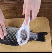 Jumada's Vis Schubben Schraper - Fish Skin Brush Scraping | Schubbenkrabber | Schubbenschraper | Visborstel met handig opvangbakje - Makkelijk vissen schoonmaken en bereiden