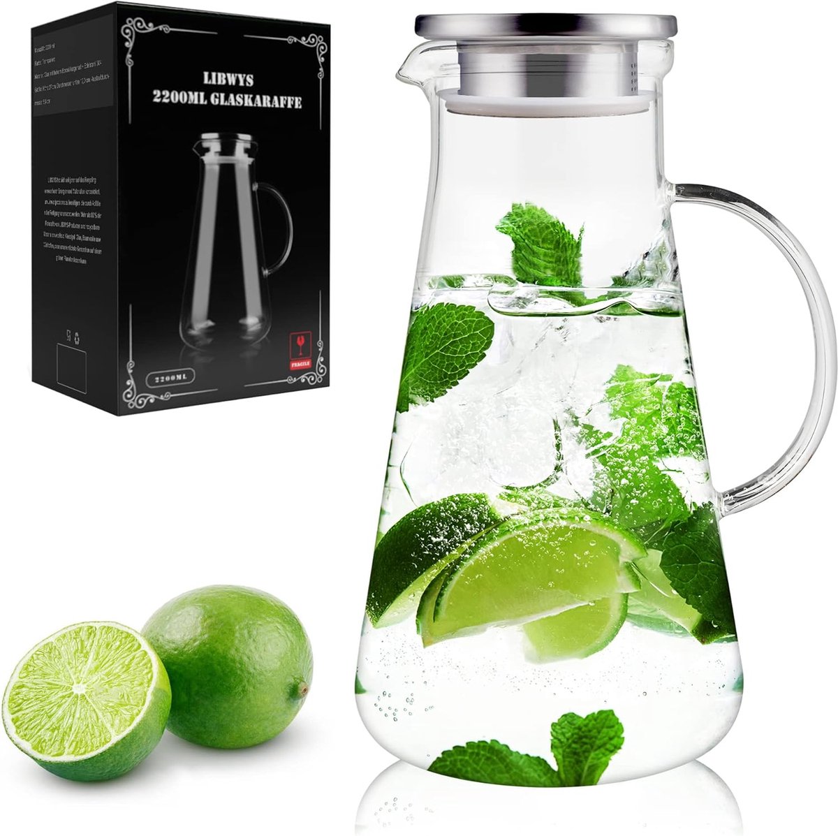 BAMBOO PITCHER - Glazen karaf | Waterkaraf bedrukken | Glazen en Karaffen | Keuken | Thuis