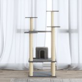 The Living Store Kattenboom - lichtgrijs - 60.5 x 60 x 110 cm - met huisje - krabpalen en platformen