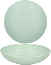 PlasticForte Assiette ronde/camping - 8x - assiette creuse - D19 cm - vert menthe - plastique - assiettes creuses