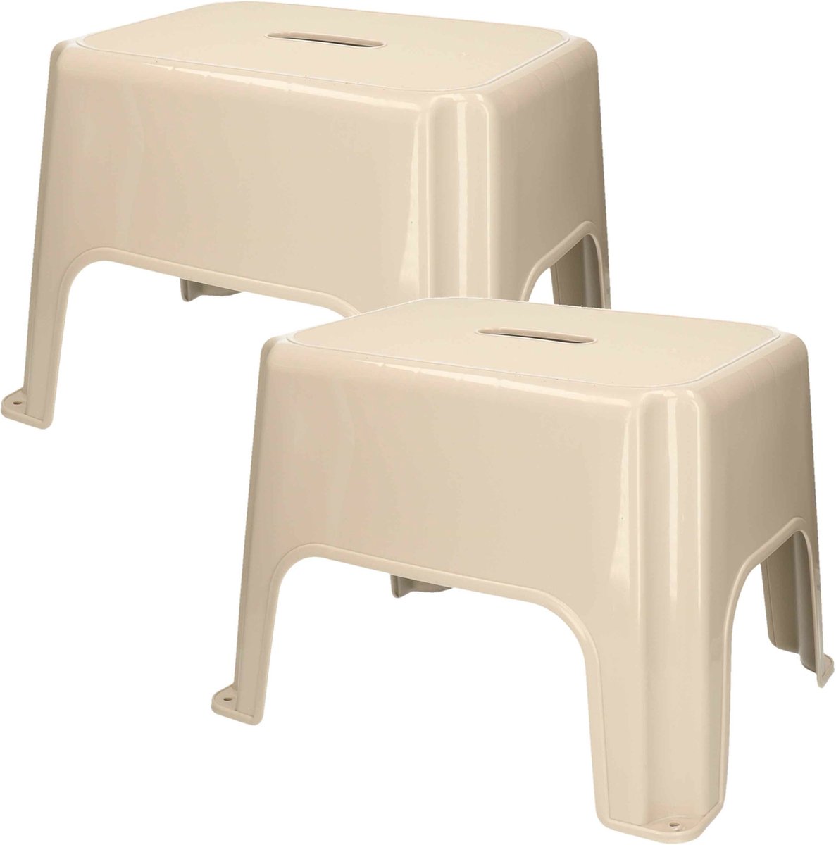 PlasticForte Keukenkrukje/opstapje - 2x - Handy Step - beige - kunststof - 40 x 30 x 28 cm