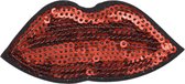 Mond Pailletten Rode Lippen Strijk Embleem Patch 8 cm / 4 cm / Rood