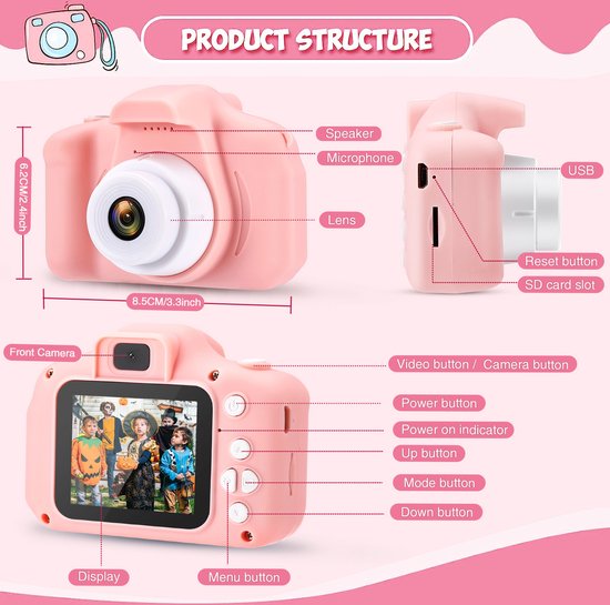 Mini appareil photo multifonction pour enfants, Micro jouet, pour Selfie,  caméscope numérique Portable, chargement USB, cadeaux de vacances