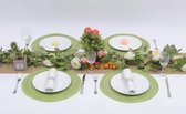 Set van 6 ronde katoenen placemats groen,15" ronde tafel placemats afwasbaar hittebestendig gevlochten katoenen diner tafelmatten (erwtengroen)