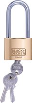 BLACK+DECKER Hangslot - 50mm - Lange Beugel - Incl. 3 Sleutels - Massief Messing Slot