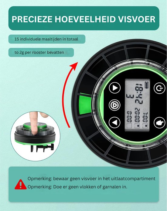 Automatische voederdispenser voor aquaria, voedseldispenser Automatische voederdispenser voor aquaria, voedseldispenser