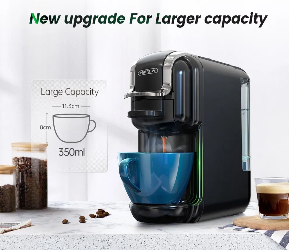 1PC Hibrew Coffee Machine hot&cold 4 in 1, compatible with multi capsules,  19 Bar. For Dolce Gusto and Ground Coffee H1A