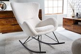 Design schommelstoel SCANDINAVIA SWING wit Bouclé fauteuil zwart metaal - 43139