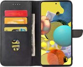 Smartphonica Samsung Galaxy A51 5G kunstleren hoesje met lipje en pashouders – Zwart / Kunstleer / Book Case geschikt voor Samsung Galaxy A51 5G