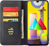 Smartphonica Samsung Galaxy M31 kunstleren hoesje met magnetische sluiting en pashouders book case - zwart / Kunstleer / Book Case geschikt voor Samsung Galaxy M31