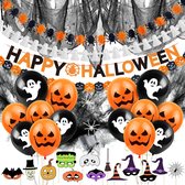 Equivera Halloween Decoratie - 40 Stuks - Balonnen + Slingers + Doek + Andere Decoratie - Halloween Versiering - Halloween Decoratie Buiten