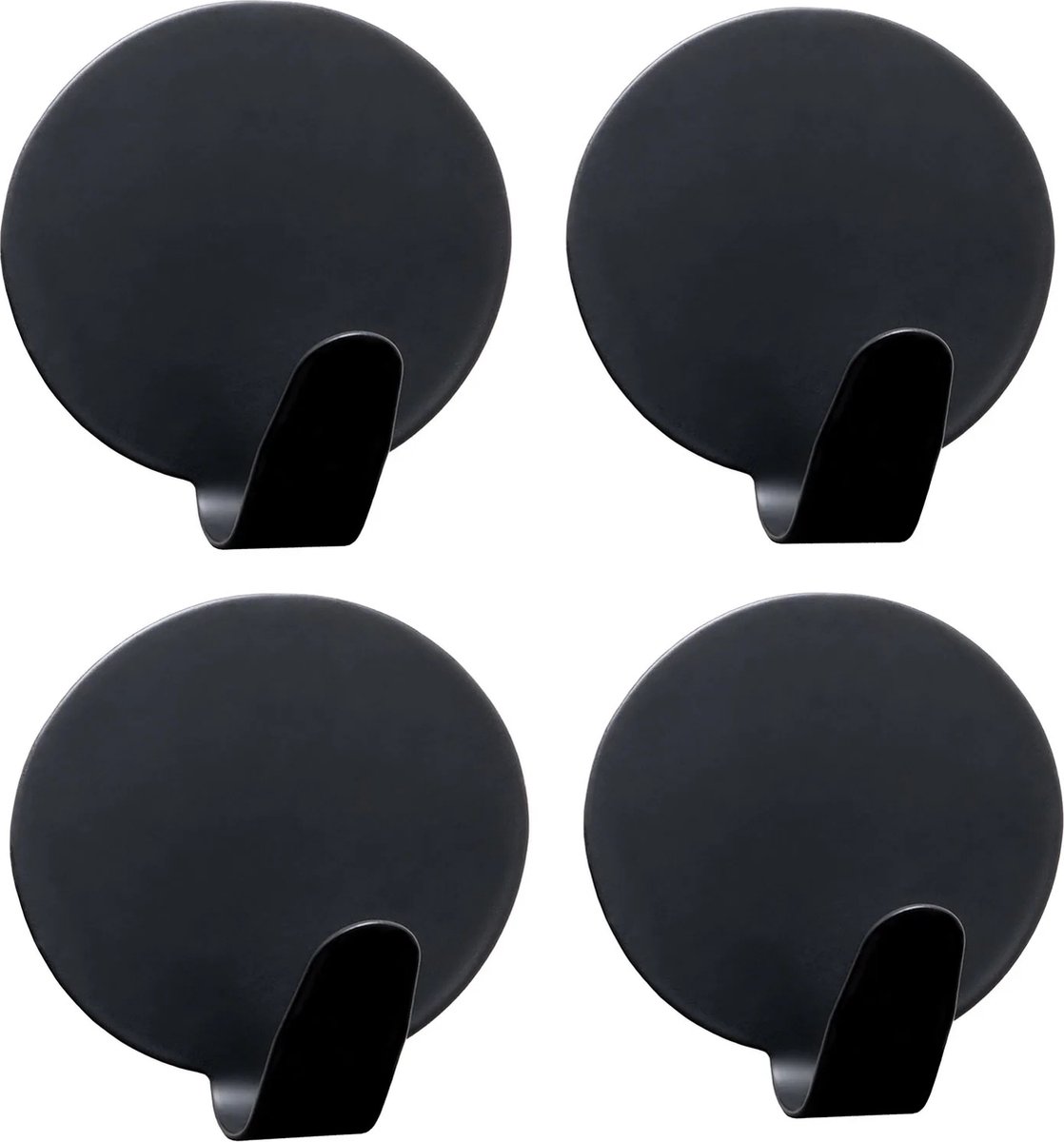 Tatkraft CREW - Handdoekhaakjes zwart - Zelfkevendemuurhaakje - Rek - Deurhaak Zelfklevend - Extra Sterk Tot 5 KG - Set Van 4 Stuks