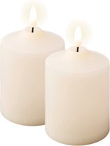 Bougie/bougie pilier LED Lumineo - 2x pcs - blanc crème - D7,5 x H12,5 cm - pour extérieur - minuterie